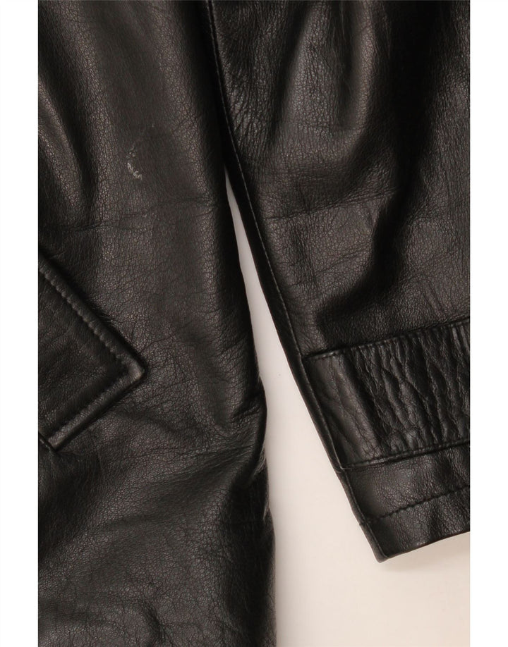 Chaqueta de cuero vintage para hombre IT 54 2XL cuero negro