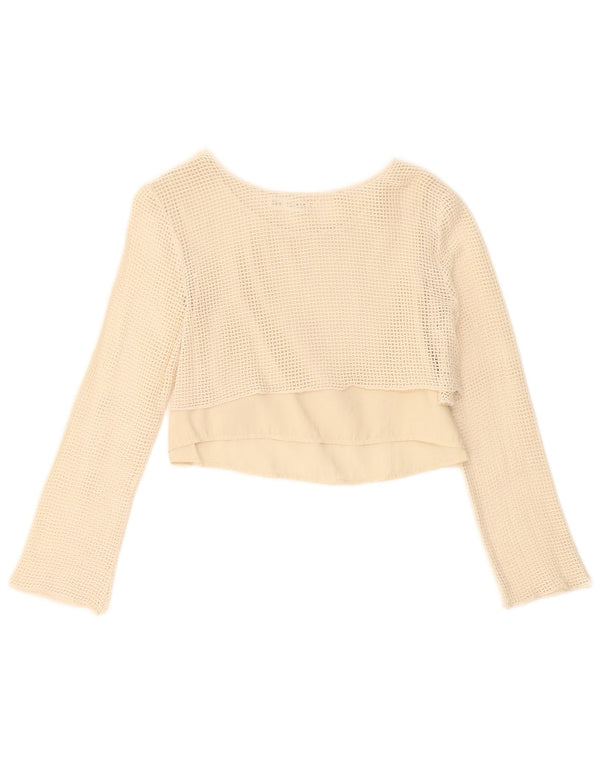 Zara Top Crop Crochet Manga Larga Niña 13-14 Años Beige Algodón