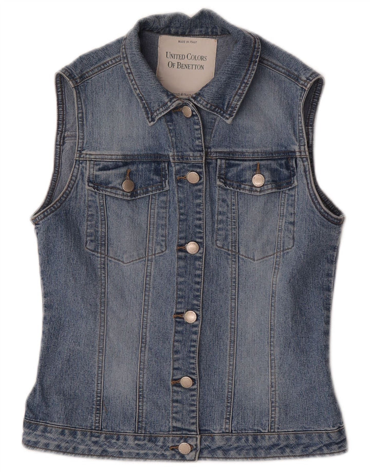 Benetton Chaleco Vaquero Mujer ES 40 Pequeño Azul