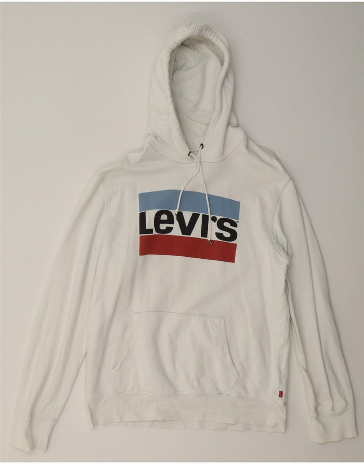 Levi's Jersey con capucha gráfica para hombre de algodón blanco grande