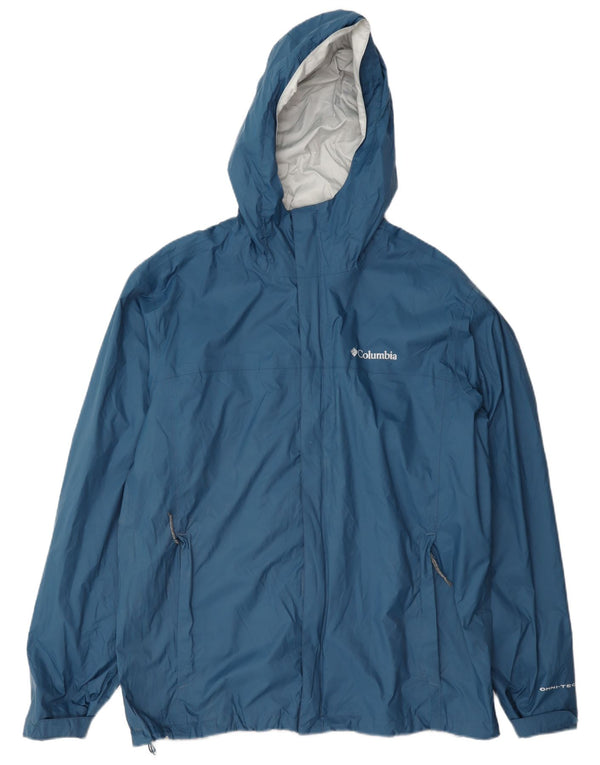 Columbia Chaqueta impermeable con capucha Omni-Tech para hombre UK 40 Large Nylon azul