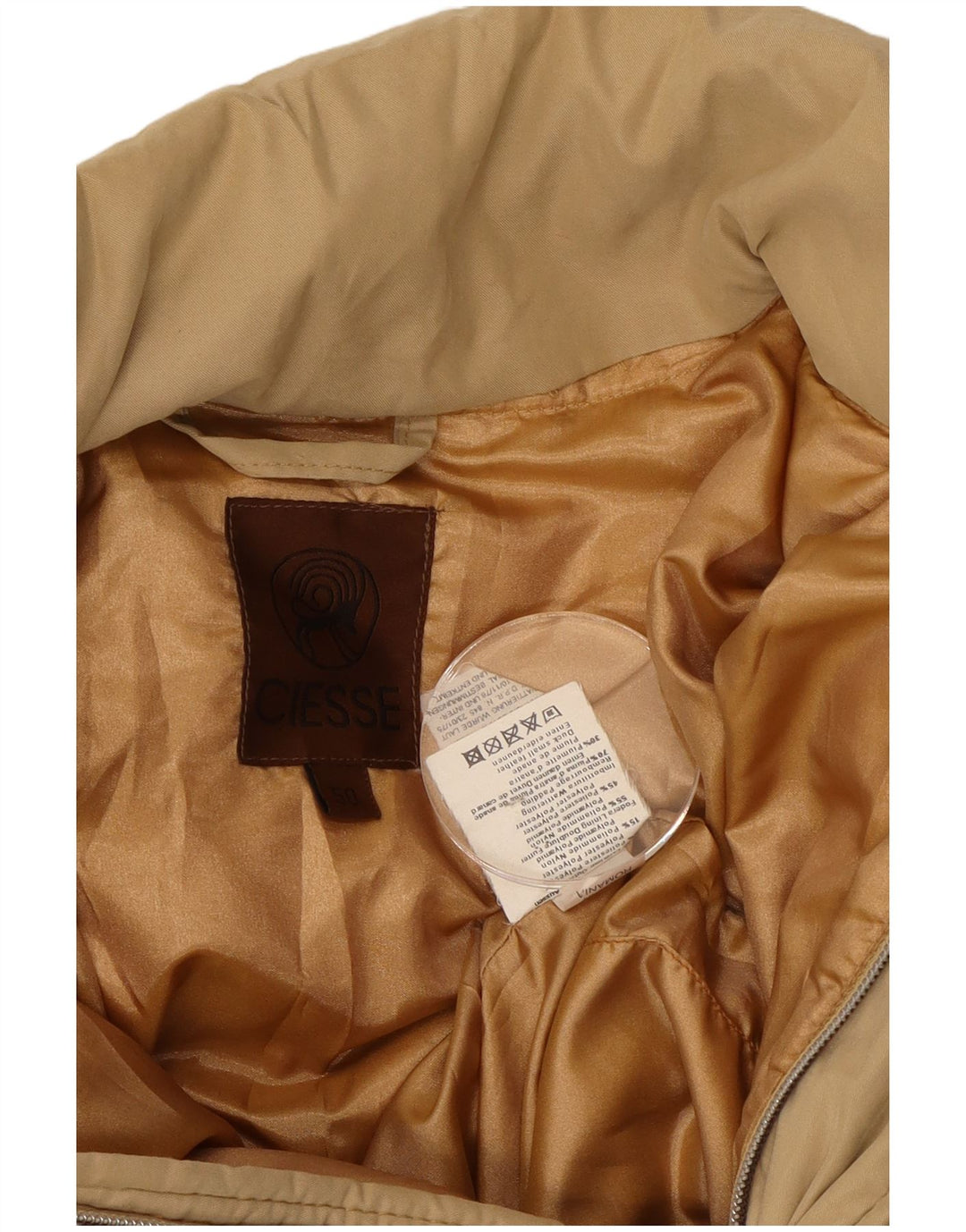 Chaqueta acolchada vintage para hombre IT 50 Poliéster beige grande
