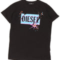 Diesel Hombre Camiseta Gráfica Top Pequeño Algodón Negro