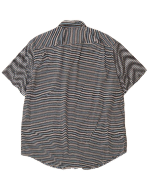 PENGUIN Camisa de manga corta para hombre de algodón a rayas azul grande