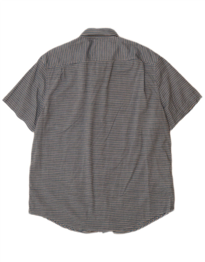 PENGUIN Camisa de manga corta para hombre de algodón a rayas azul grande