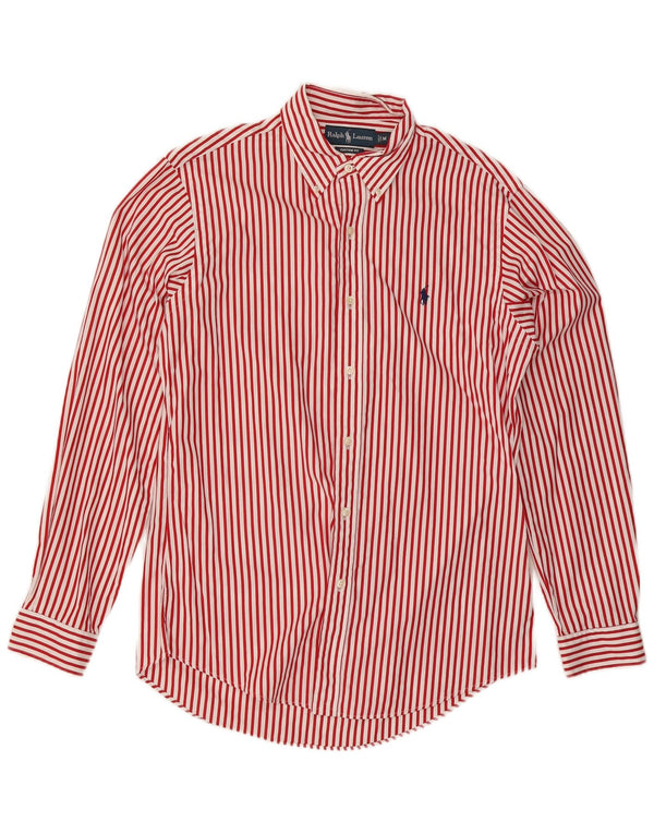 Ralph Lauren Camisa de ajuste personalizado para hombre de algodón a rayas rojas medianas