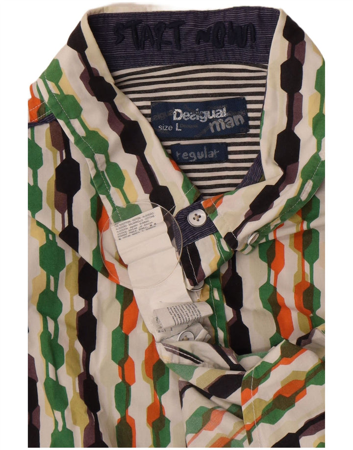 Camisa Desigual Hombre Manga Corta Regular Fit Grande Multicolor Geométrico