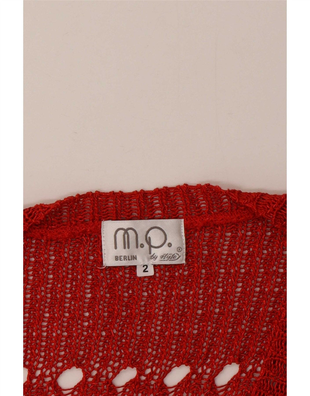 Vintage mujer oversize crop top Reino Unido 2 2XS rojo