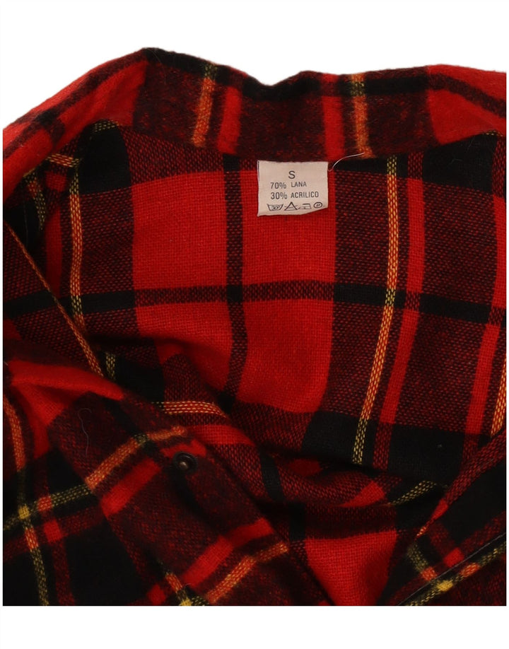 Camisa de franela vintage para hombre pequeña lana de cuadros rojos