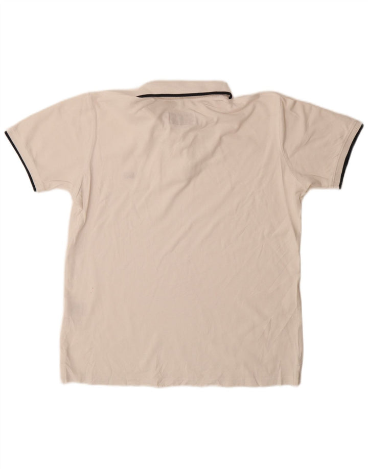 Polo Carrera Regular Fit para hombre de algodón blanco mediano