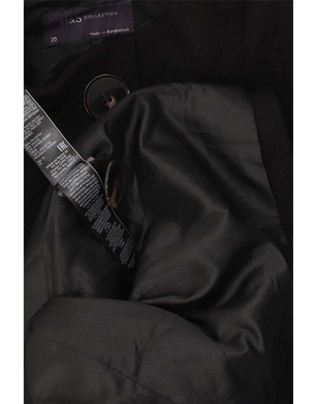 Marks & Spencer Abrigo para mujer UK 20 2XL Poliéster negro