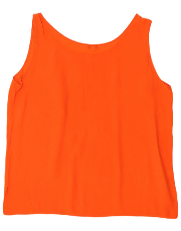 Vintage mujer blusa sin mangas Top UK 18 XL seda naranja