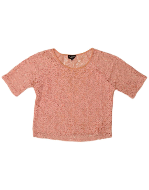 Topshop Blusa de encaje para mujer Top UK 8 Small Pink Floral Poliéster