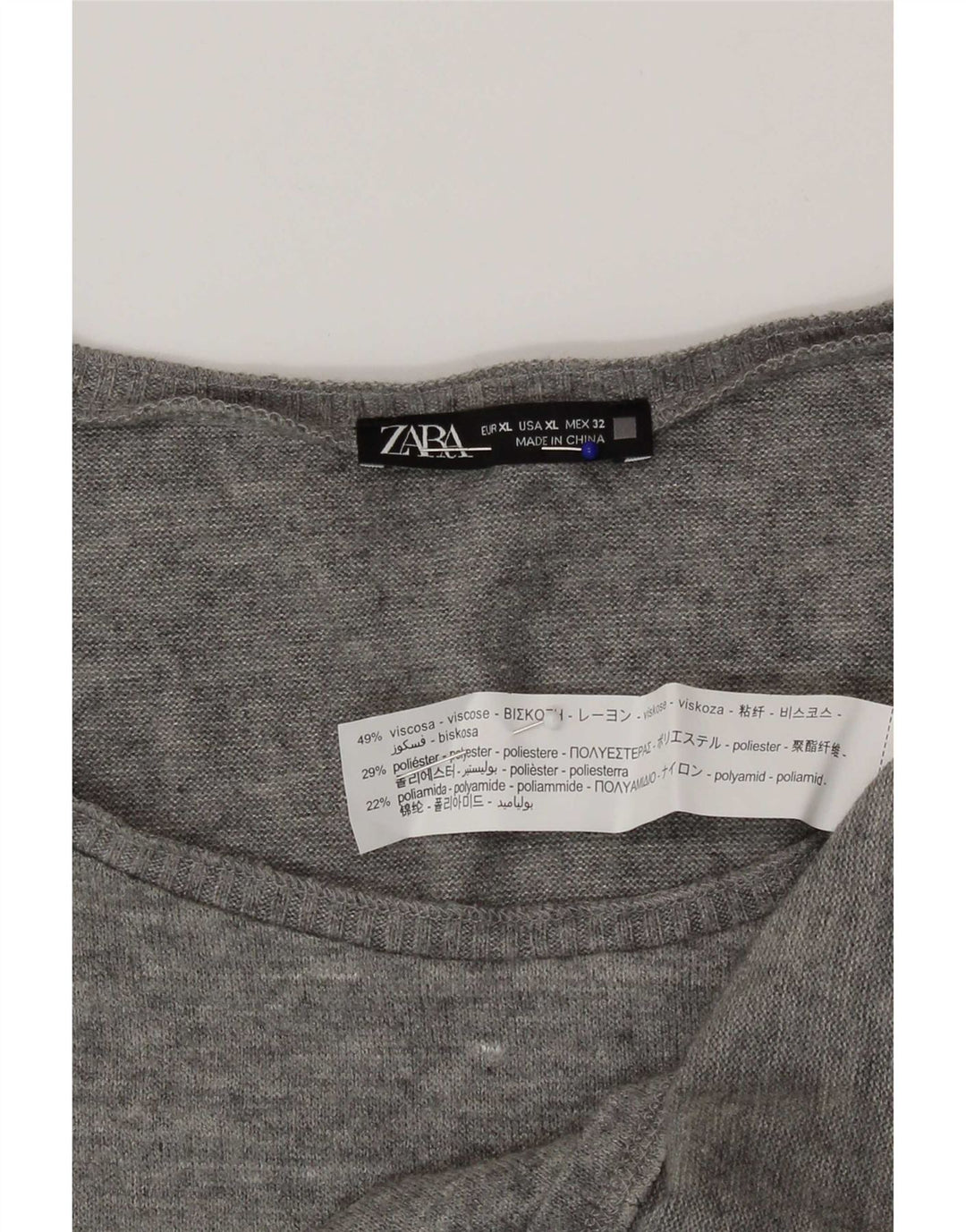 Zara Mujer Chaleco Top ES 40 XL Viscosa Gris