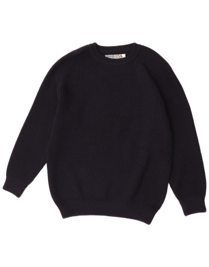 Orcinus Jersey de cuello redondo para hombre de lana azul marino medio