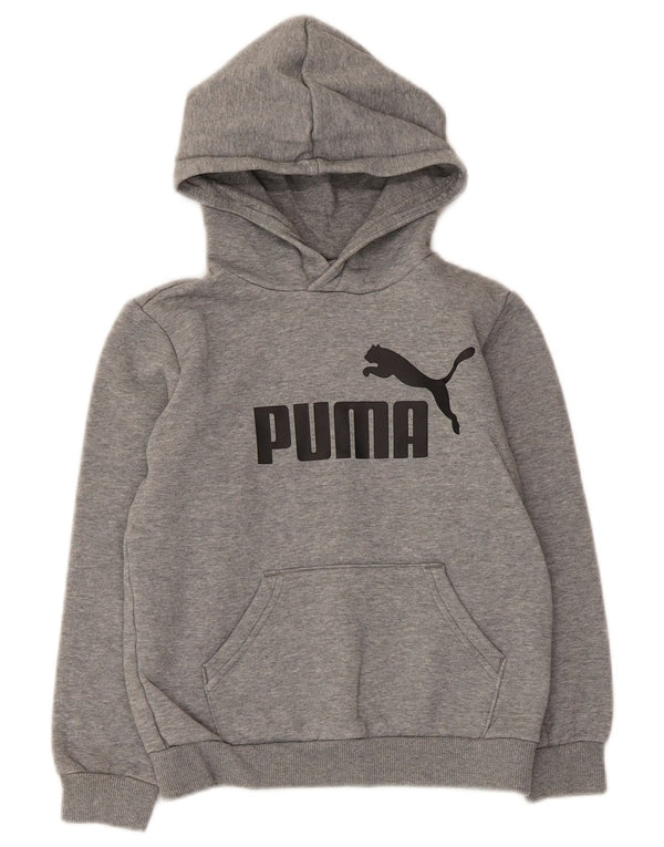Puma Sudadera con capucha gráfica para niños 9-10 años Algodón moteado gris