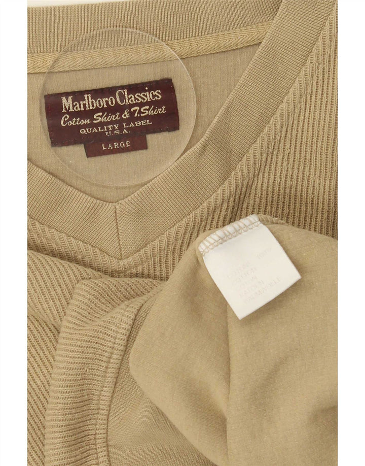 Marlboro Classics Top para hombre de manga larga de algodón caqui grande