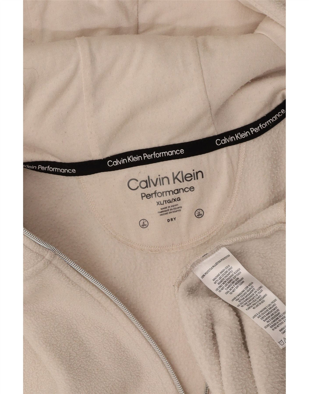CALVIN KLEIN Chaqueta polar con capucha gráfica para mujer UK 18 XL Off White