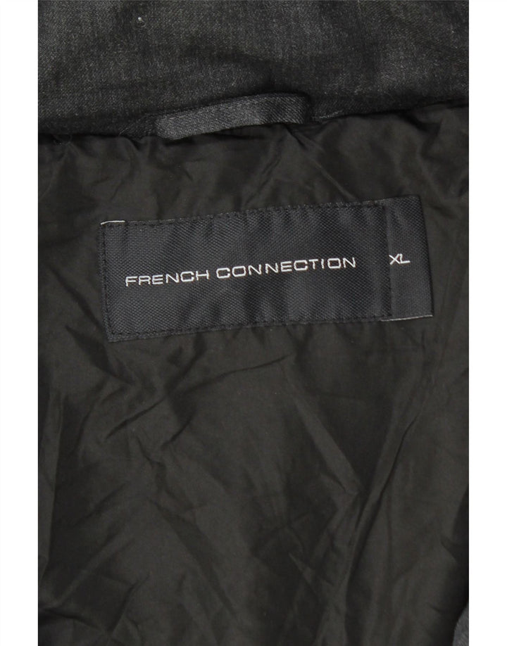 French Connection Chaqueta acolchada con capucha para hombre UK 42 XL Lana negra