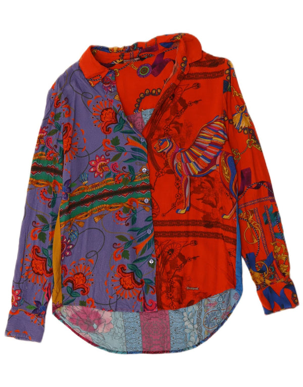 Desigual Blusa camisera extragrande con gráfico para mujer UK 6 XS Multicolor Floral