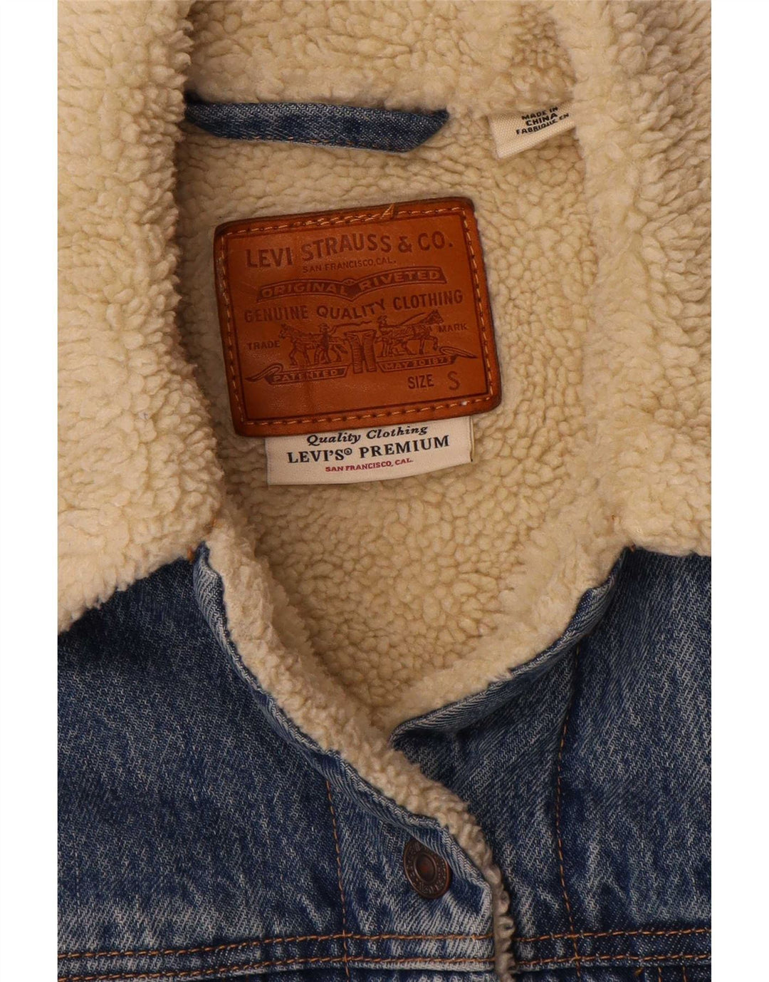 Levi's Chaqueta Sherpa Vaquera Extragrande para Mujer UK 10 Small Algodón Azul