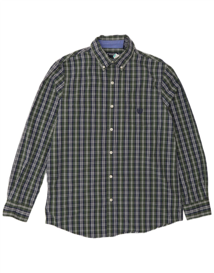 Chaps Camisa de fácil cuidado para hombre de algodón a cuadros verde medio