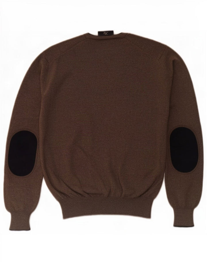Fay Jersey con Cuello en V para Hombre IT 46 Small Marrón Lana Virgen