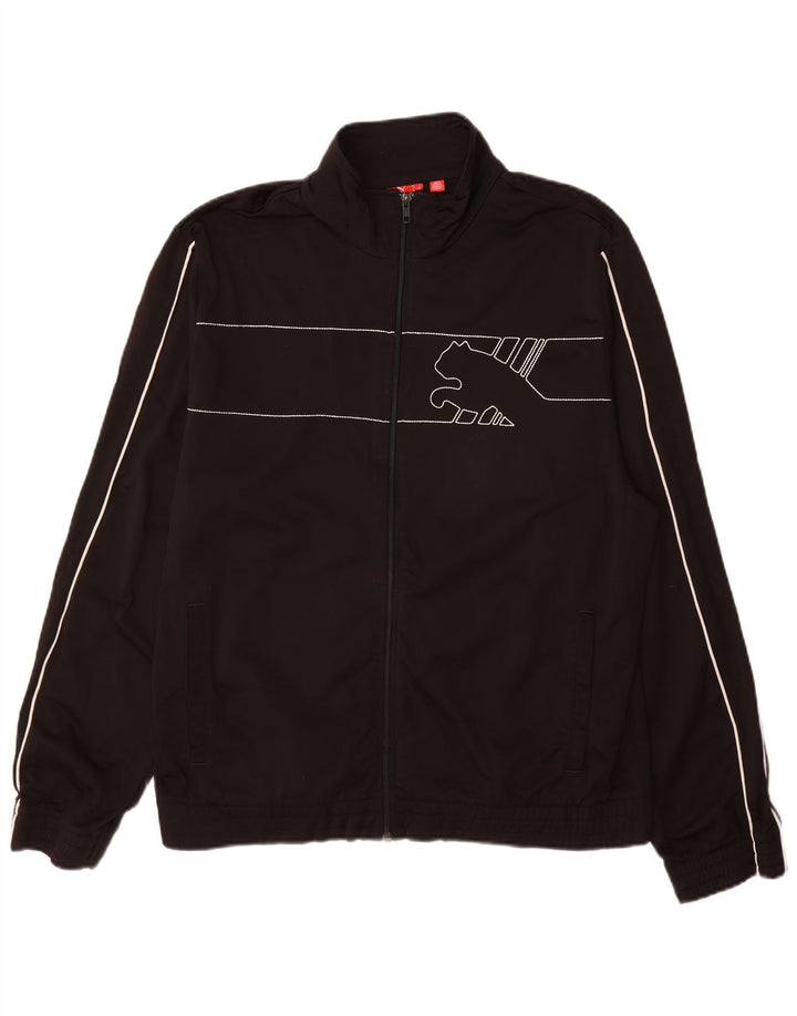Puma Mens Graphic Chándal Top Chaqueta Grande Negro Rayas Poliéster Deportes