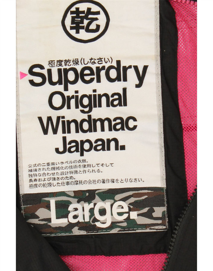 Superdry Mujer Windmac Chaqueta Cortavientos Con Capucha UK 46 Large Nylon Negro