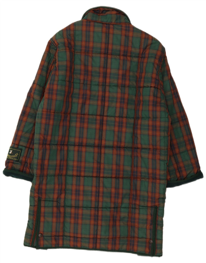 Vintage mujer acolchado abrigo Reino Unido 18 XL verde cuadros