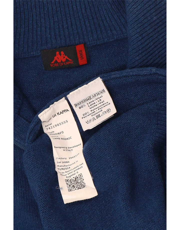 Kappa Mens Zip Neck Jumper Sweater Large Azul Marino Lana