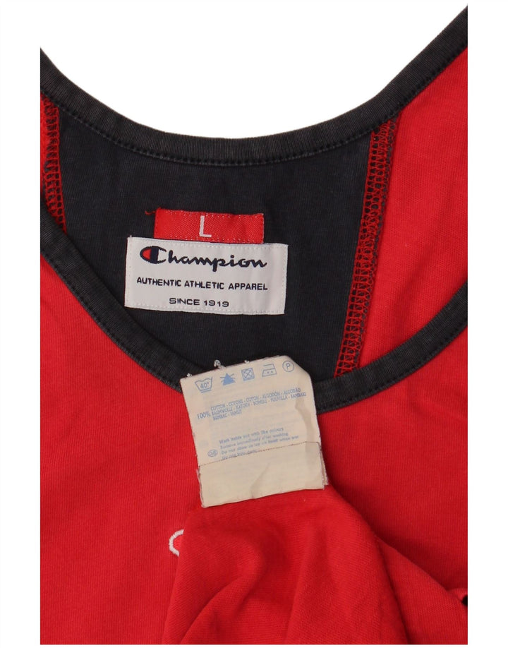 Champion Camiseta sin mangas para hombre, talla grande, color rojo, algodón