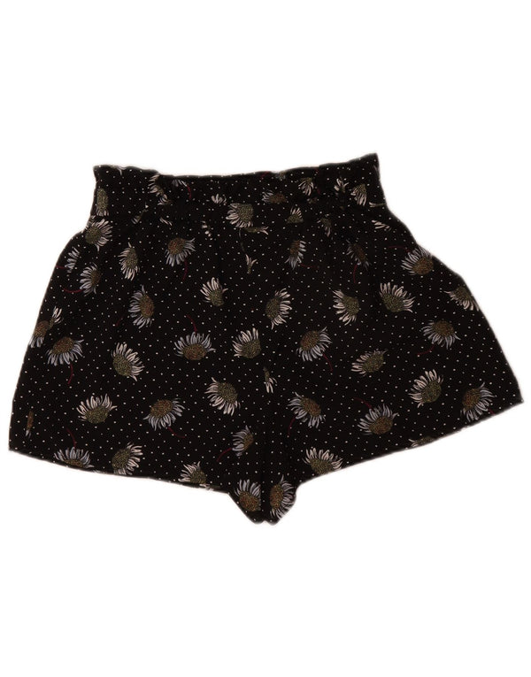 Topshop Pantalones cortos casuales para mujer UK 10 Small W26 Poliéster floral negro