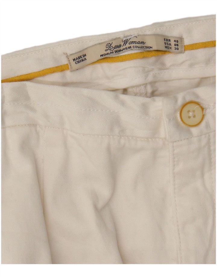 Zara Mujer Pantalón Chino Recto EU 40 Medium W30 L28 Blanco