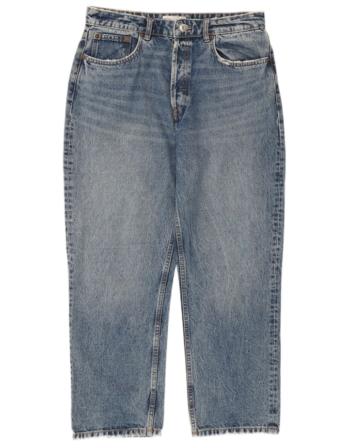 Zara Vaqueros cortos de cintura alta para mujer EU 44 XL W34 L26 Algodón azul