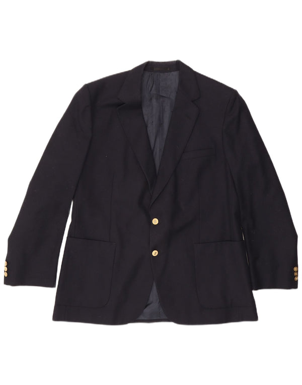 Aquascutum Chaqueta tipo blazer de 2 botones para hombre IT 46 Small Lana azul marino