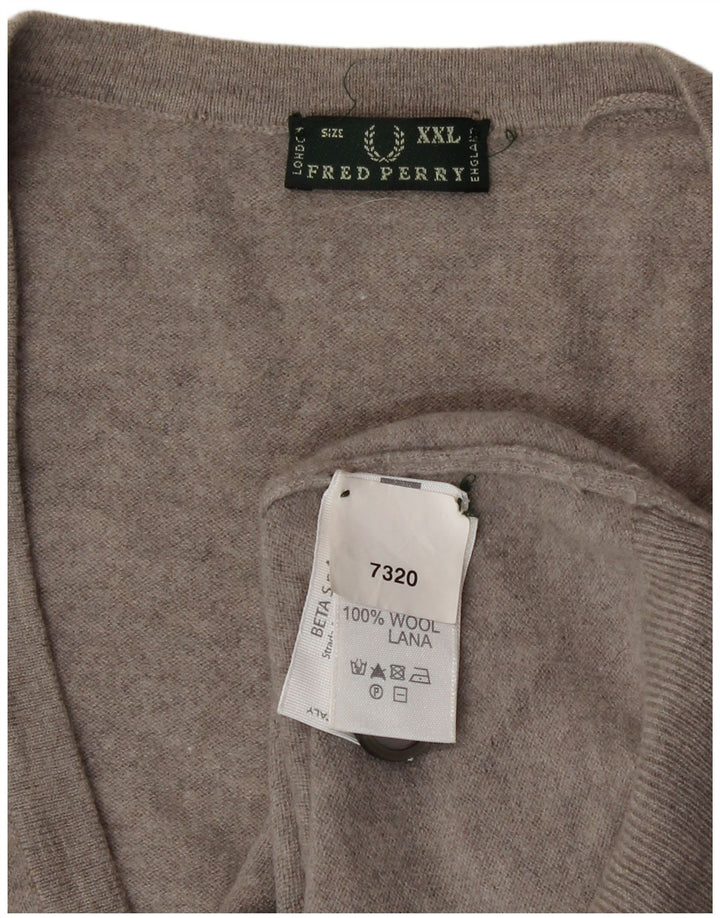 Fred Perry Suéter Cárdigan para Mujer UK 20 2XL Lana Gris