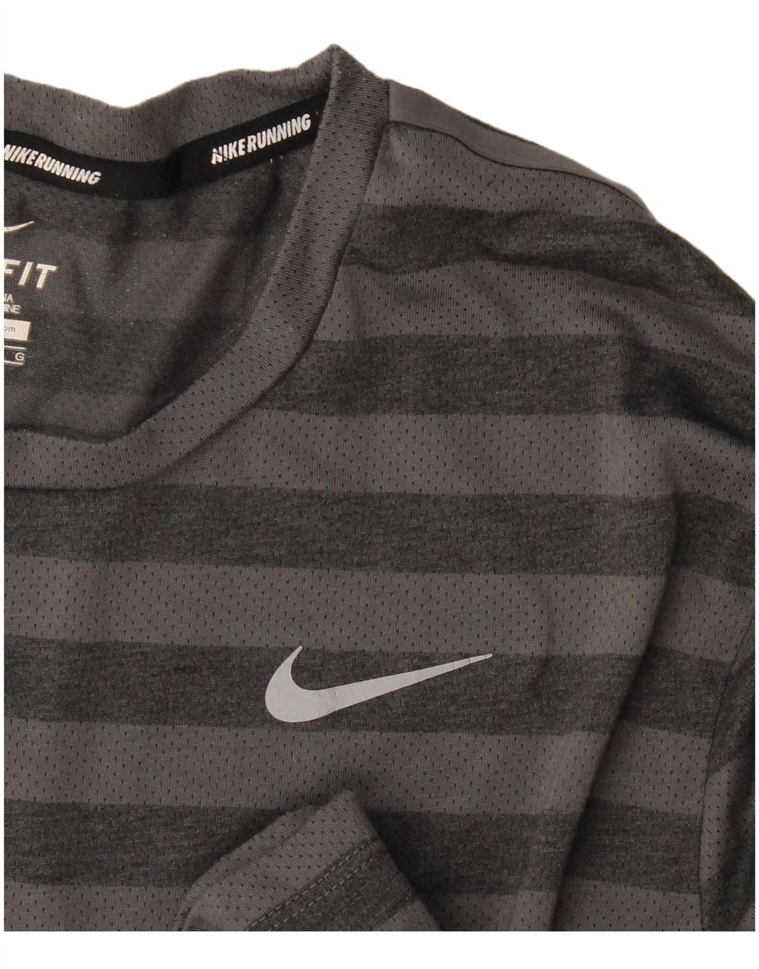 Camiseta Nike Dri Fit para hombre Top poliéster a rayas gris grande