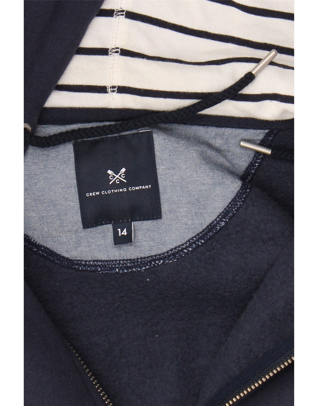 CREW CLOTHING Suéter con capucha y cremallera para mujer UK 40 Algodón azul marino mediano