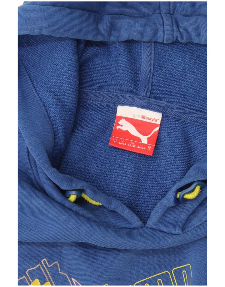 PUMA Jersey con capucha gráfica para hombre, talla pequeña, azul