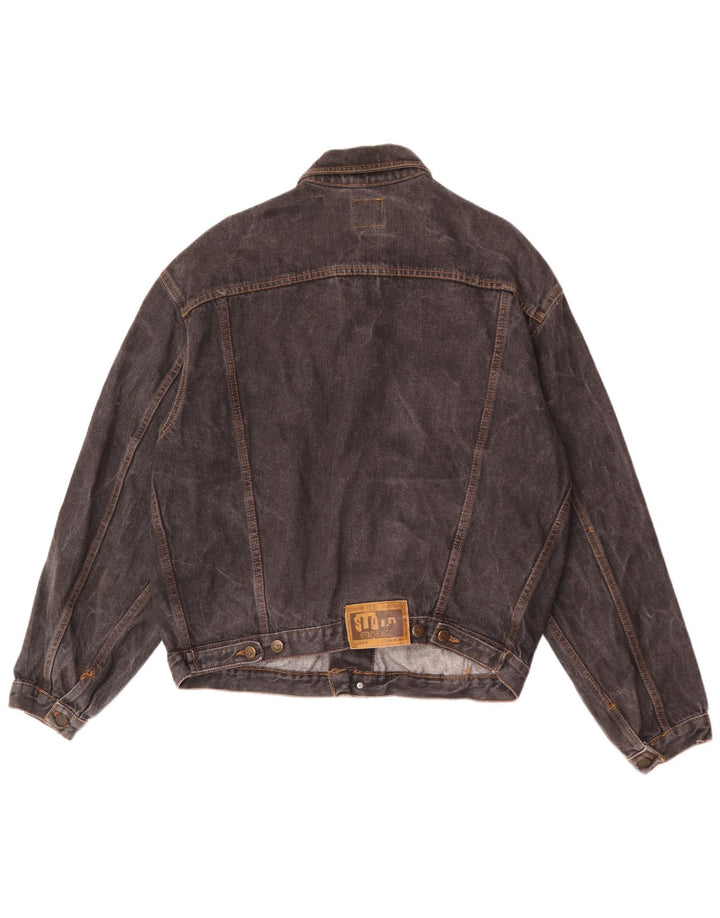 Vintage hombres chaqueta de mezclilla Reino Unido 40 algodón negro grande