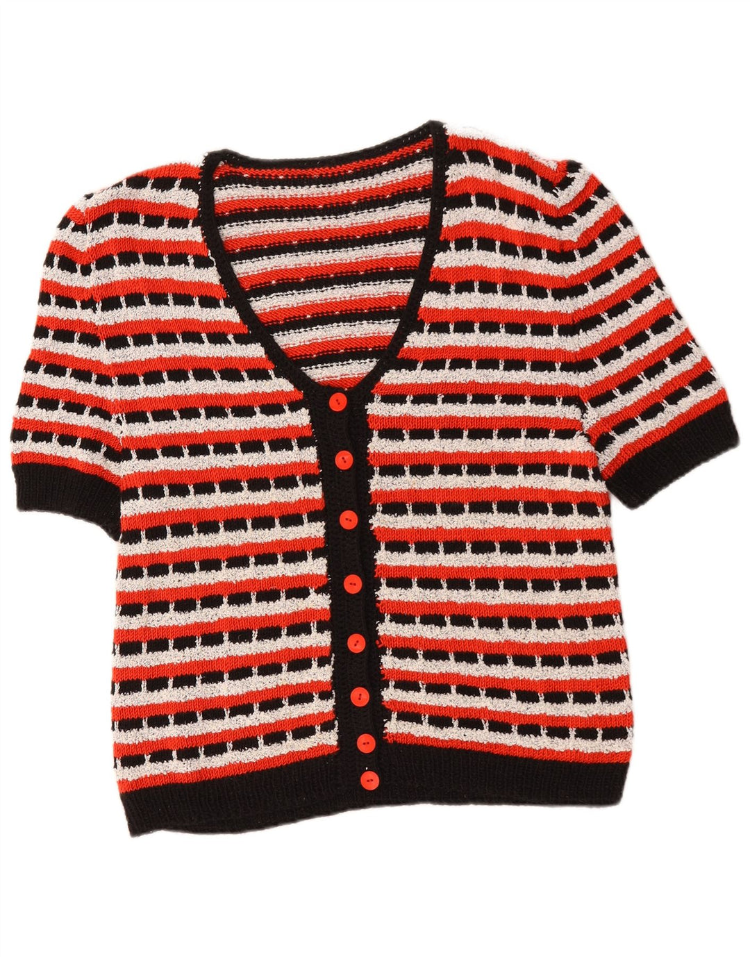 Vintage mujer Cardigan suéter Reino Unido 14 medio multicolor rayas