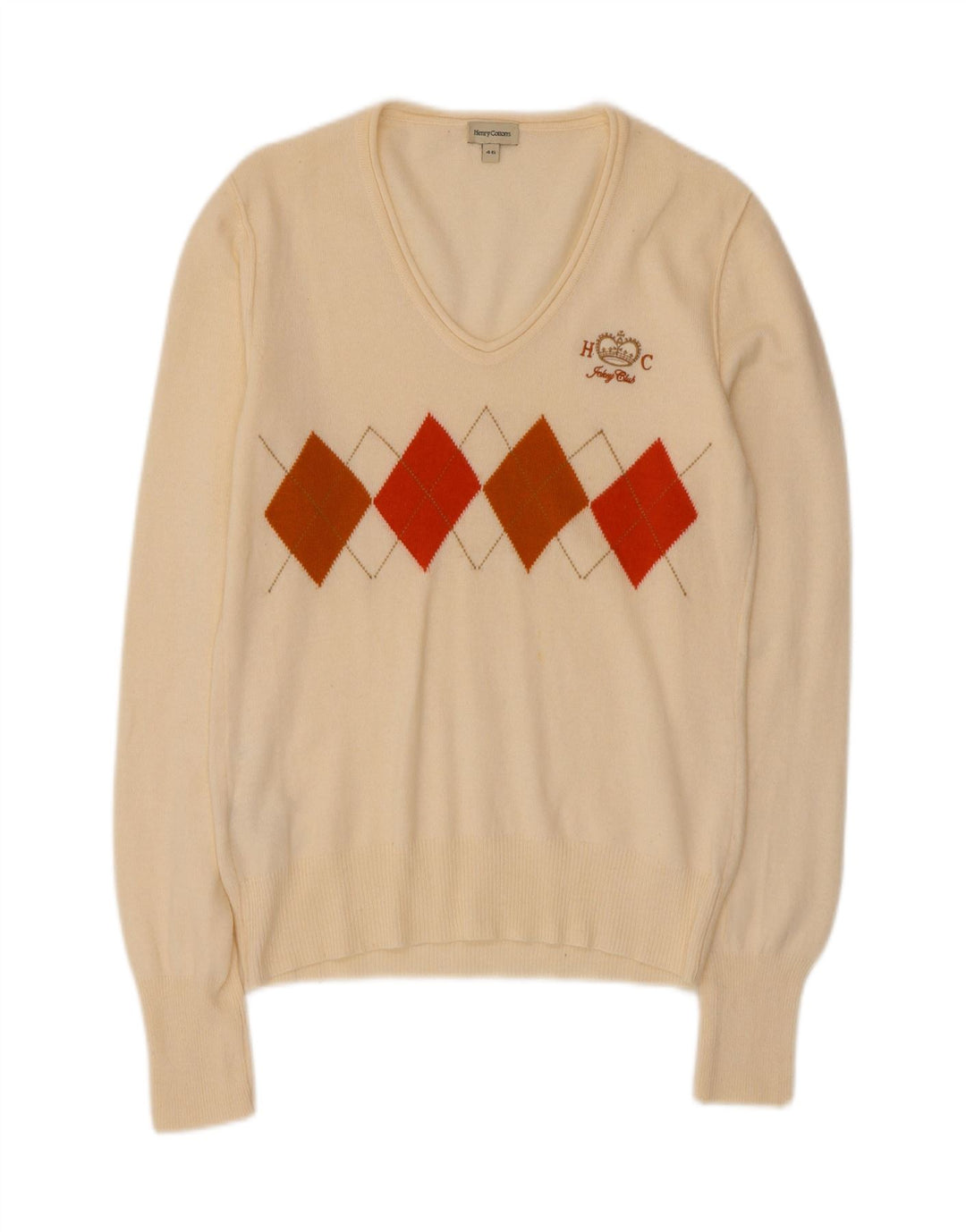 Henry Cottons Suéter con cuello en V para mujer IT 46 Large Off White