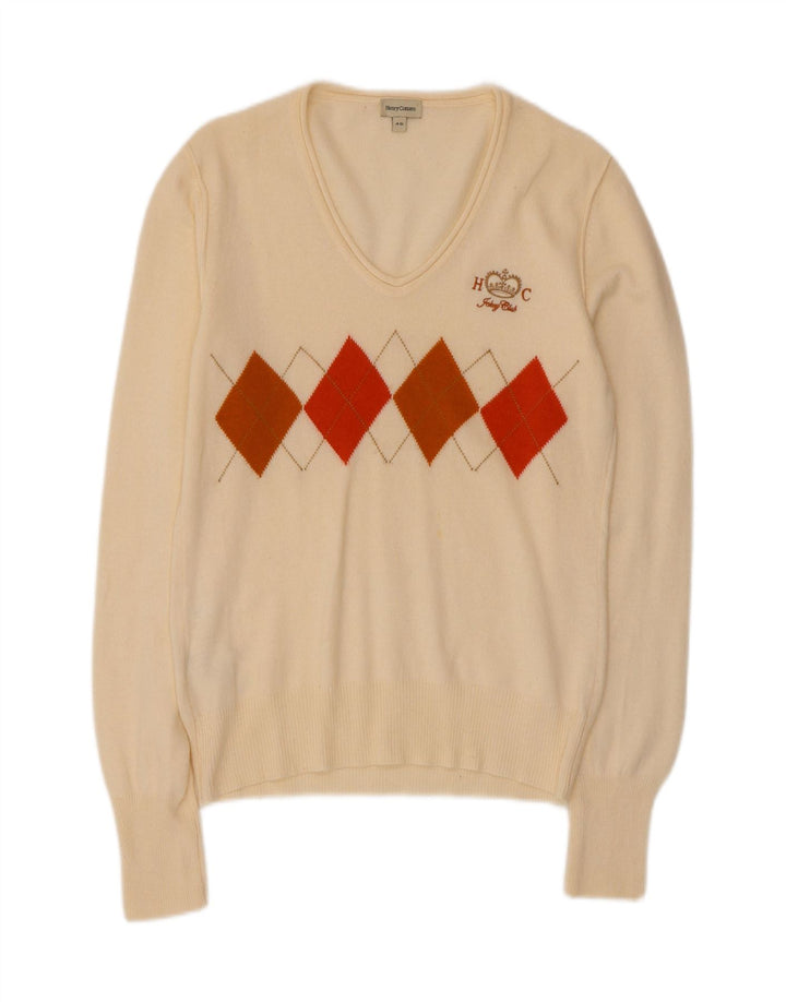 Henry Cottons Suéter con cuello en V para mujer IT 46 Large Off White