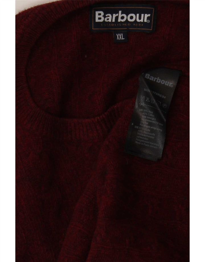 Barbour - Jersey de cuello redondo para hombre, talla 2XL, lana burdeos