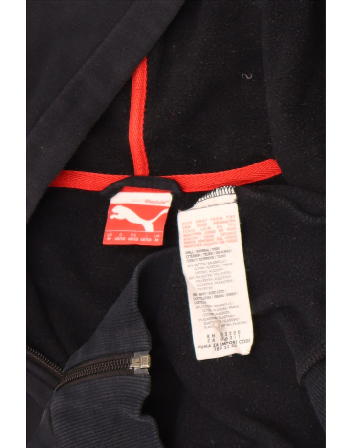 Puma Sudadera con capucha y cremallera para hombre, algodón negro mediano