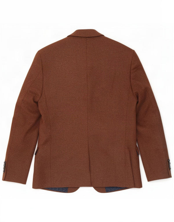Red Herring Chaqueta tipo blazer corta con 2 botones para hombre UK 40 Large Marrón Poliéster