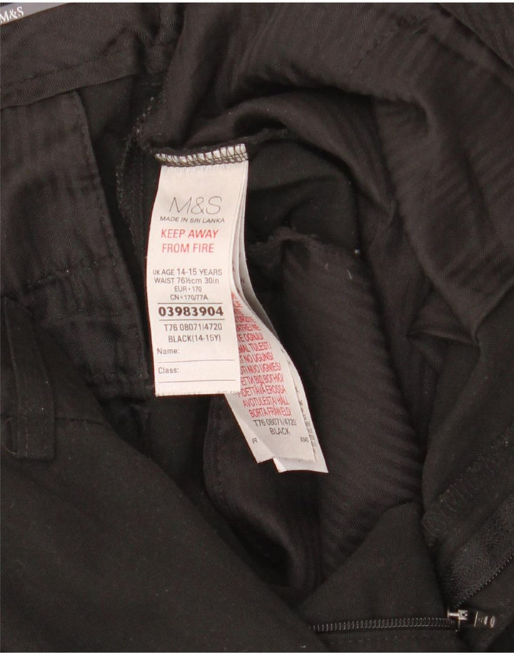 Marks & Spencer Pantalones de traje ajustados para niños 14-15 años W30 L30 Poliéster negro