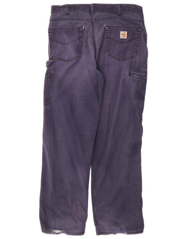 Carhartt Pantalón cargo recto para hombre W34 L32 Algodón azul marino