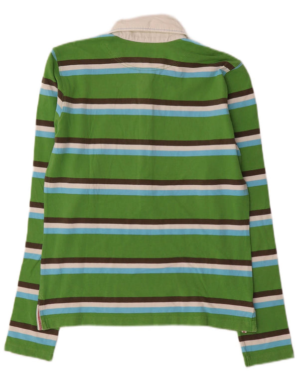 Murphy & Nye Polo de rugby de manga larga para mujer UK 10 Small Green Stripes